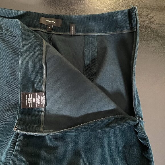 $255 Theory Oslo Corduroy High Waist Legging Pant Women 6 Green Poplar Dark Teal - Picture 8 of 14